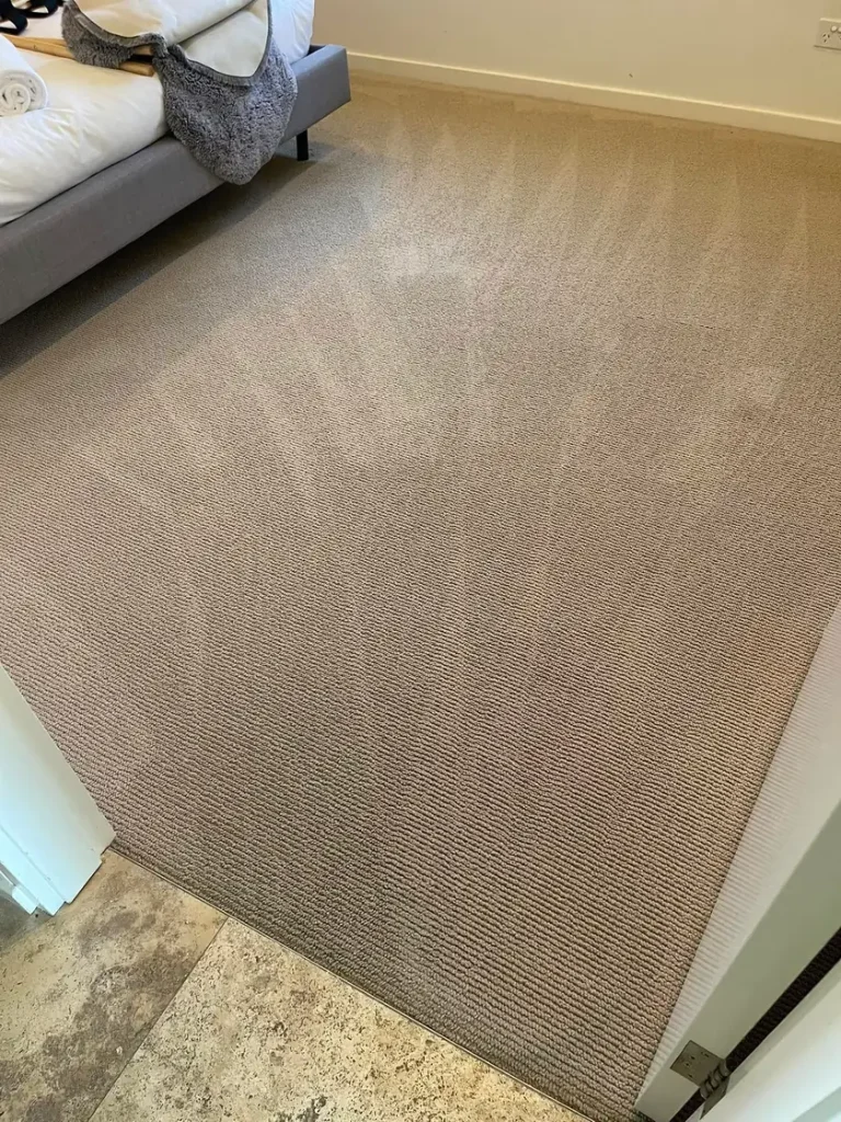 Bedroom carpet after professional steam cleaning in a Point Clare home